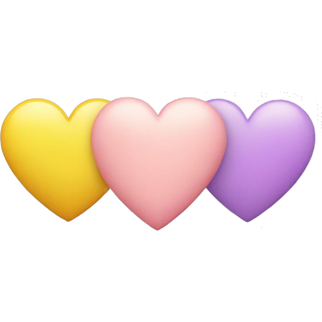 light pink heart with A, light purple heart with L, and yellow heart with H emoji