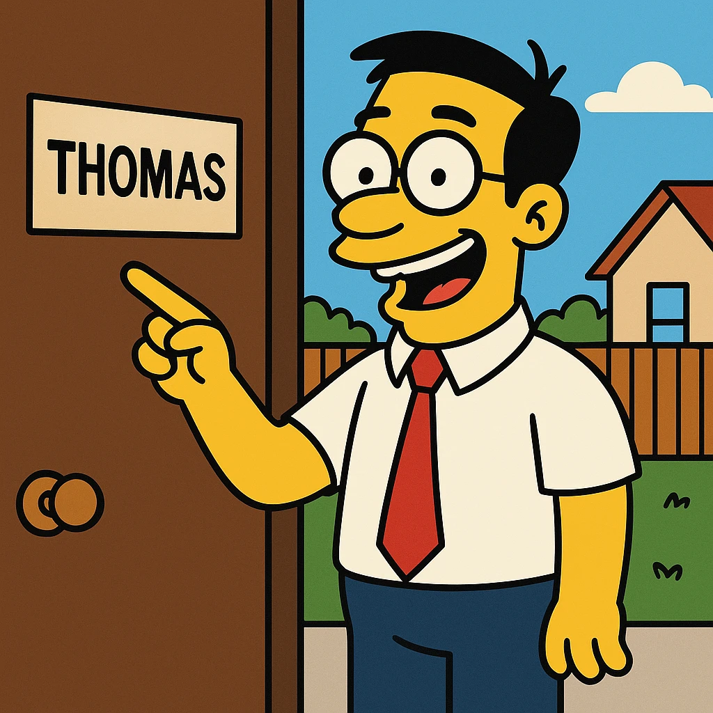 He had a personalized nameplate on his office door. emoji