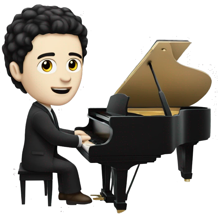 pale skin and black hair man playing grand piano emoji