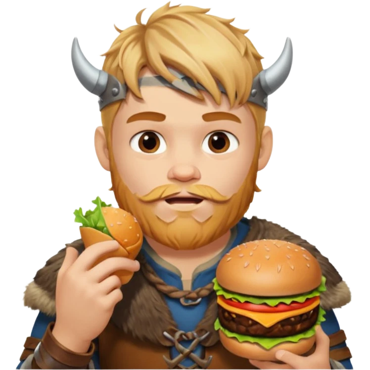 boy viking eating burger emoji