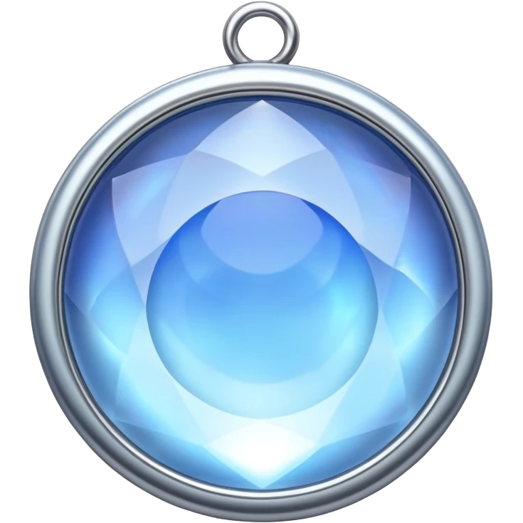 extra close-up round cut blue moonstone holo gem with silver metal frame charm, no extra accents emoji