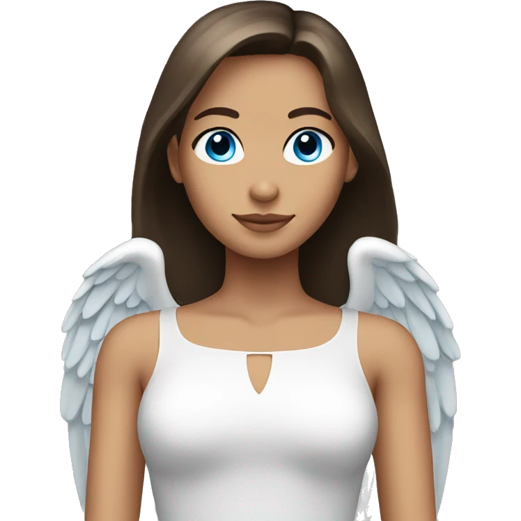 Brunette girl angel with straight hair blue eyes emoji