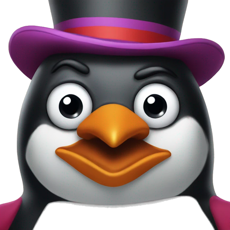 penguin wearing a clown costume emoji