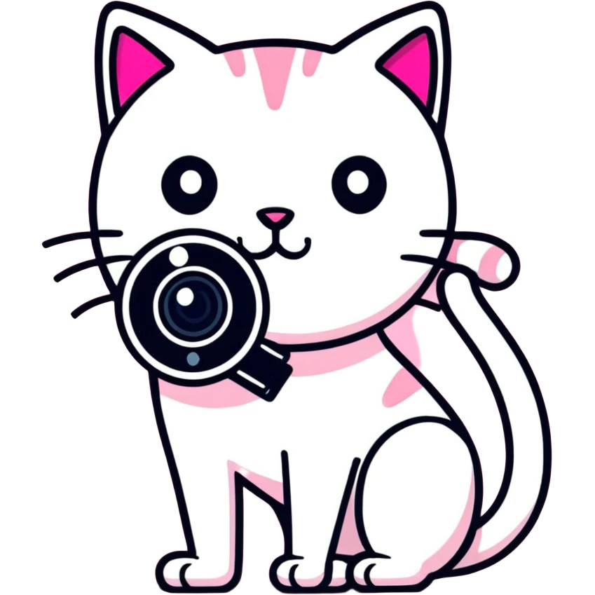 whimsical and fun CCTV camera shaped like a pink cat emoji
