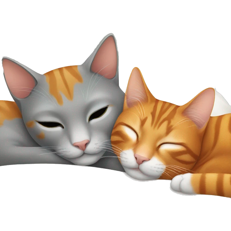 two cats sleeping one ginger and one gray emoji