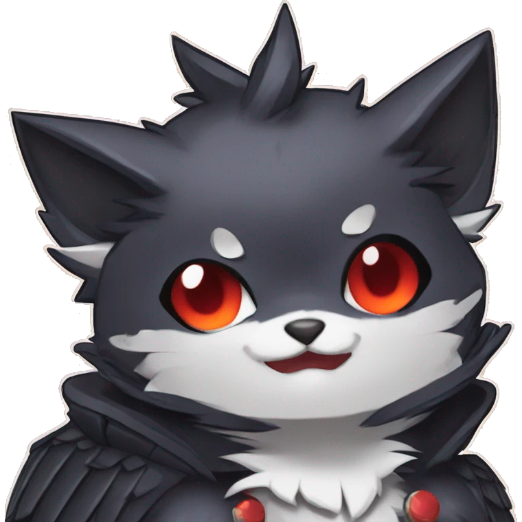cool edgy black punk red nargacuga-raven-bat-cat-animal hybrid Fakemon collar full body emoji
