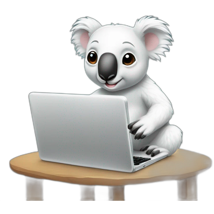 koalas-wearing-square-and-white-tee-working-on-a-black-laptop emoji