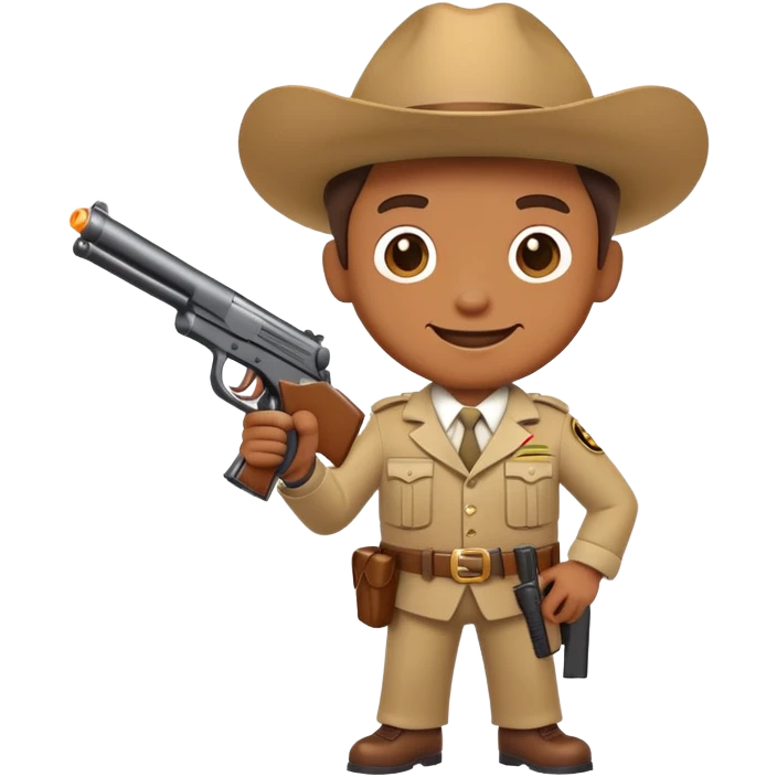 Cartoon character named Doddieman holding a gun emoji