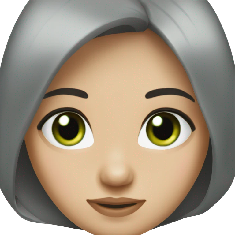 Girl black long straight hair, with green eyes, white white skin emoji
