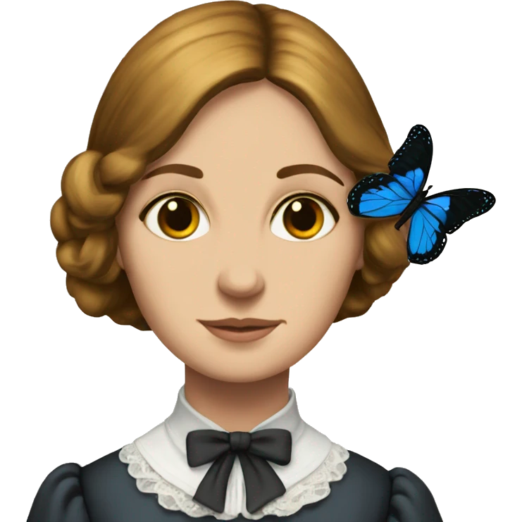 Charlotte Bronte with a butterfly emoji