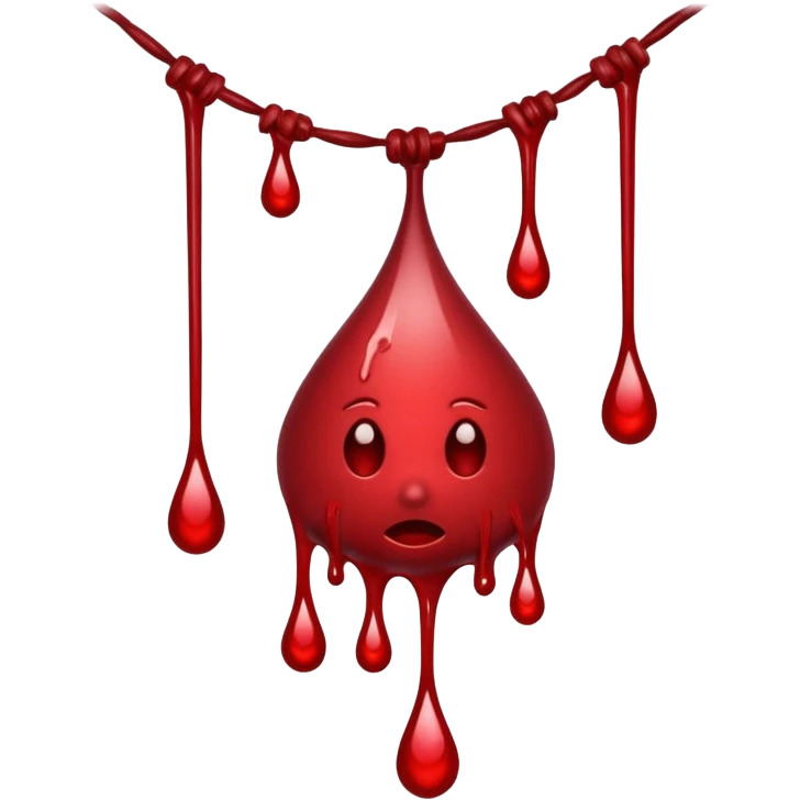 Melting dripping blood running downwards  strings of dark blood emoji