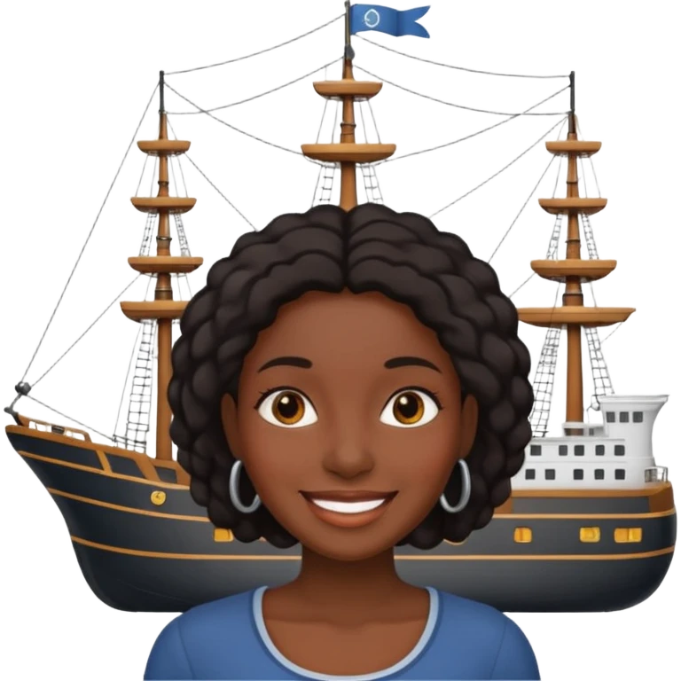 A black women with a ship for a head emoji