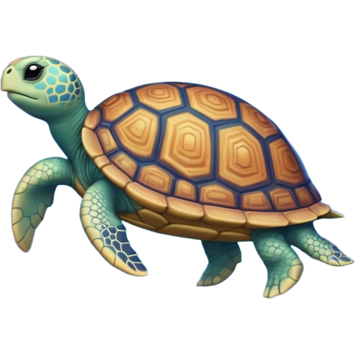 Quasar Turtle emoji – full body, massive cosmic turtle with glowing shell like a galaxy vortex, star patterns, slight side angle emoji