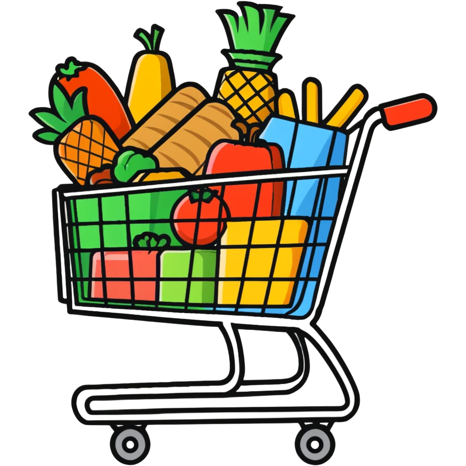 shopping cart with food and groceries emoji