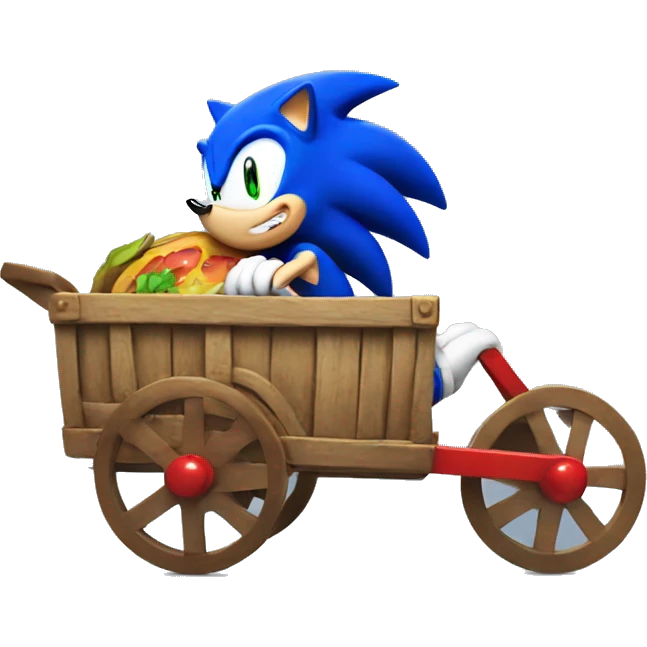 sonic the hedgehog hitting a cart emoji