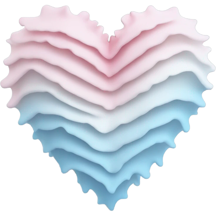 Light blue, light pink, and white ruffled heart emoji