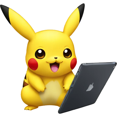 Pikachu with an ipad emoji