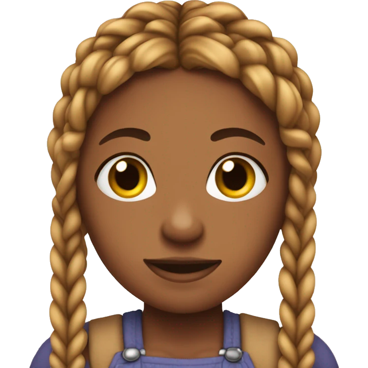 Girl with small knotless braids eating emoji