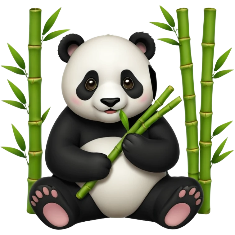 panda eating bamboo in a forest emoji