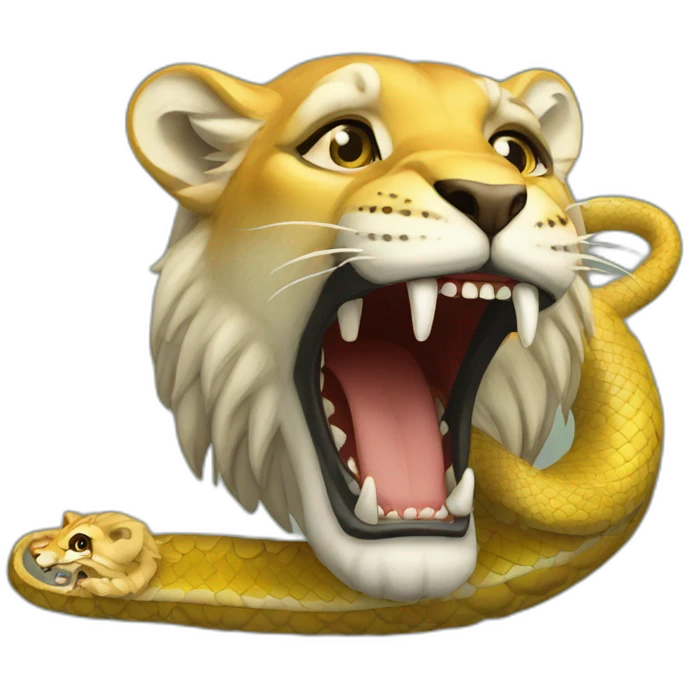 Un serpent qui mange un lion emoji