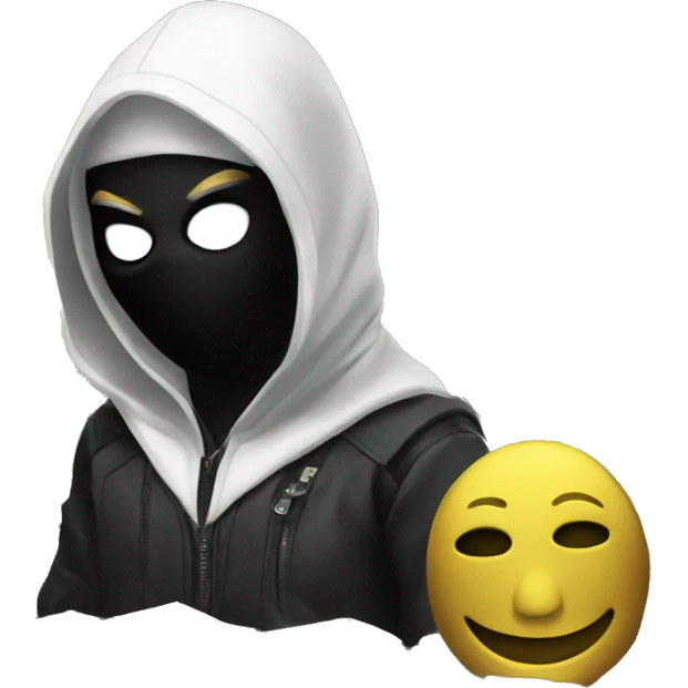 masked cyber punk with pile of money emoji