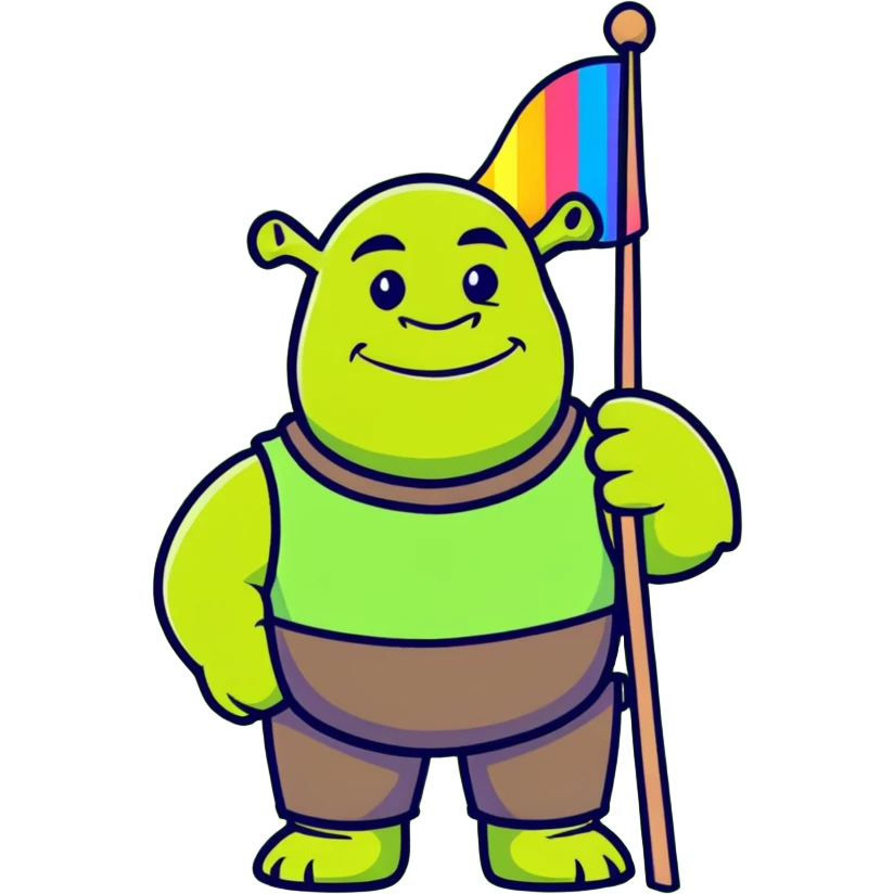 shrek with gay flag emoji