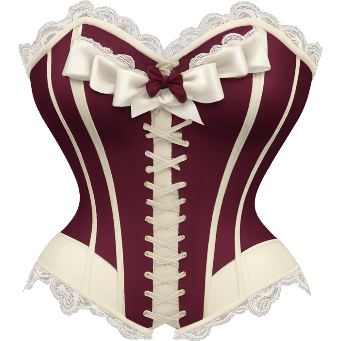 Burgundy ivory corset with lace and bow emoji