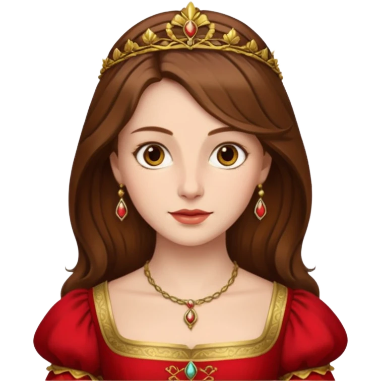 Renaissance lady – brown hair, red dress with gold trim emoji