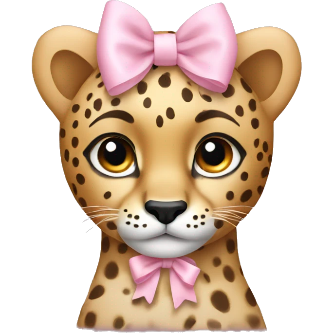 Cheetah with a light pink bow emoji