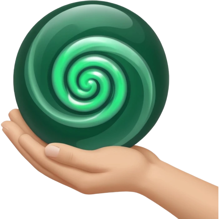 Gray and dark green color of the magic ball in the hand emoji