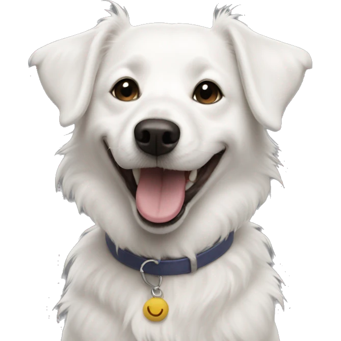 skinny smiling meme white dog  emoji