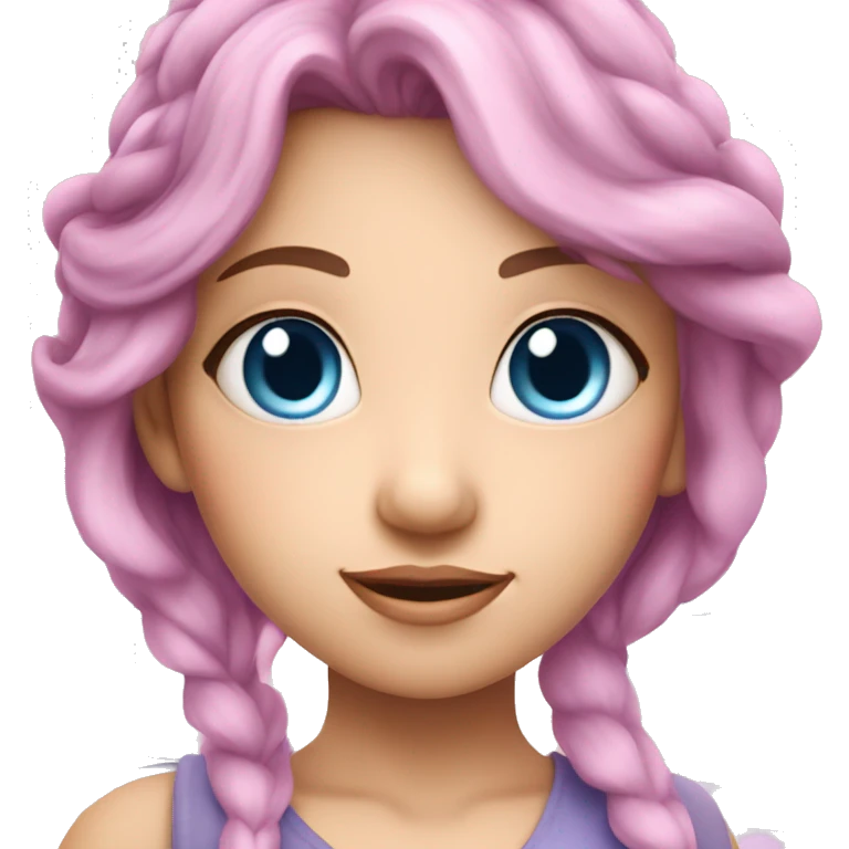 Fairy woman blue eyes pink hair lavender wings  emoji