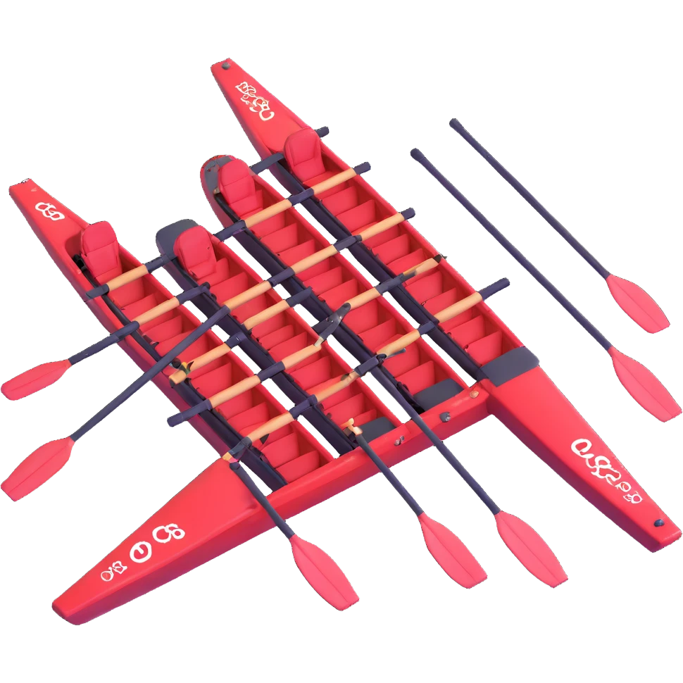 eight-person Olympic rowing boat with professional racing style, eight rowers included, detailed, top-down view emoji