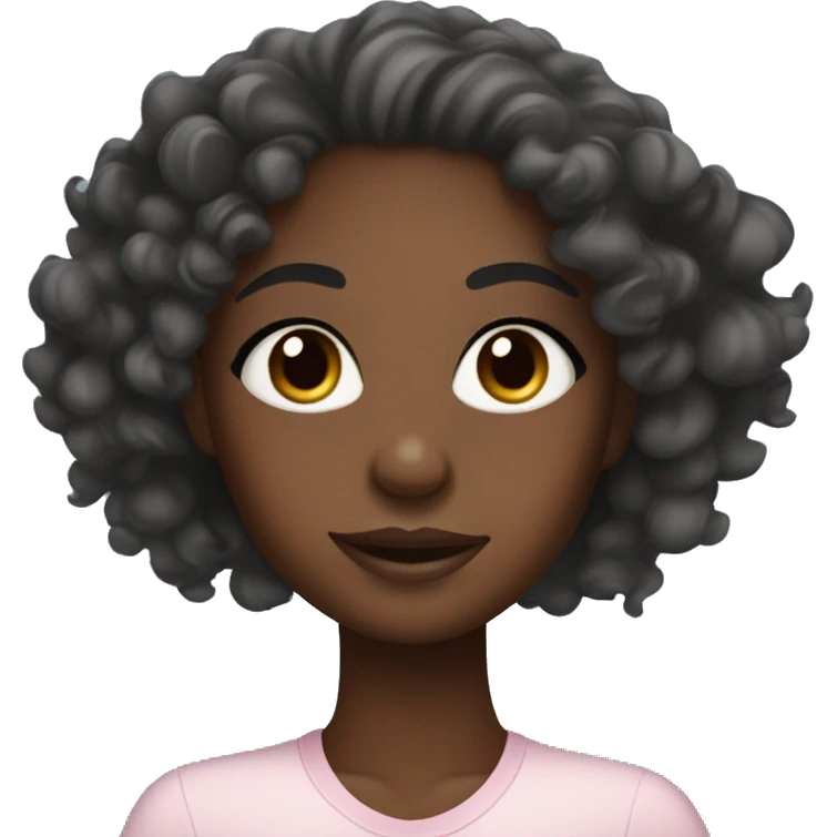 A black skin girl doing face care with curly hair with edges  emoji