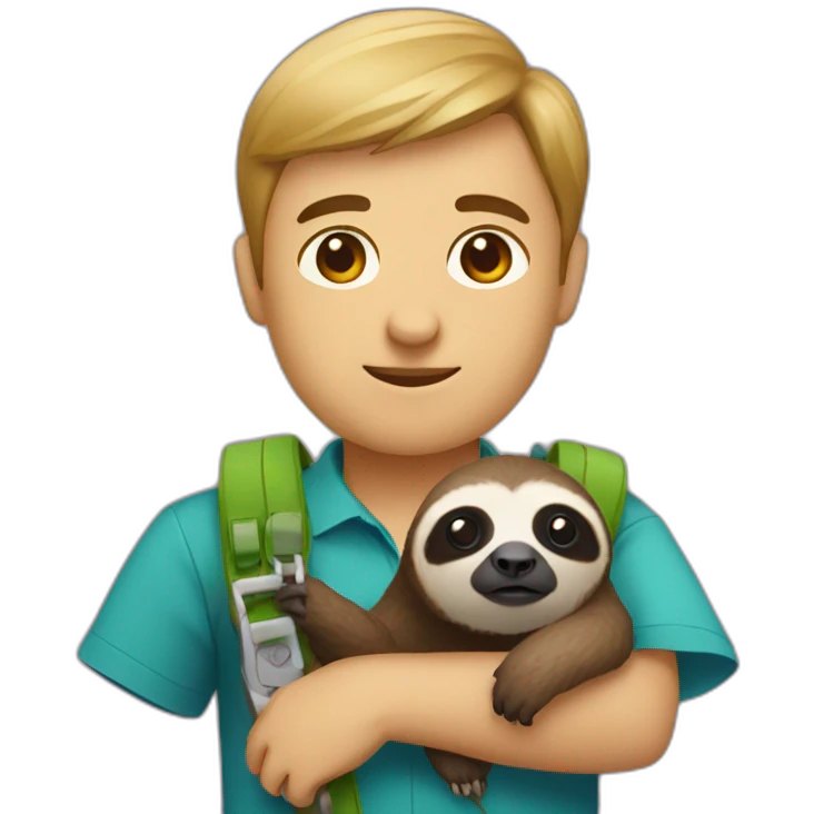 software engineer with a sloth around the neck emoji