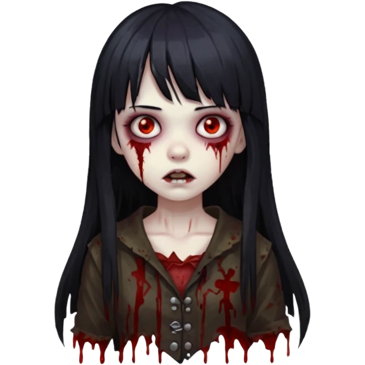 girl zombie with black long hair and bangs emoji