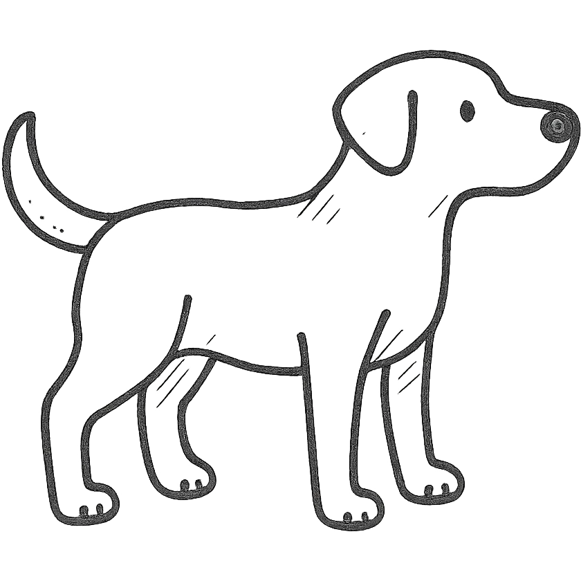 hand-drawn outlined labrador dog with simple lines emoji