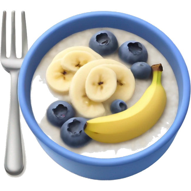 Porridge bowl with banana and blueberry emoji