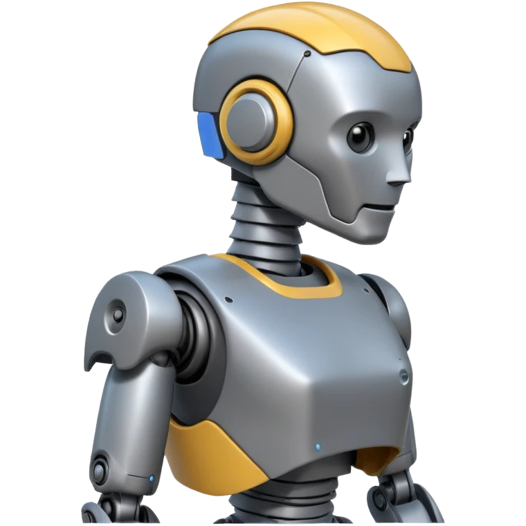 Pregnant male robot emoji. Profile view. Facing left. Square head. emoji