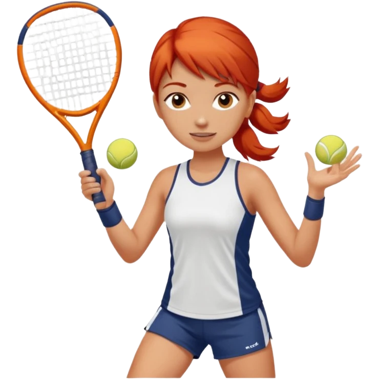 Chica pelirroja bajo el sol jugando padel  emoji