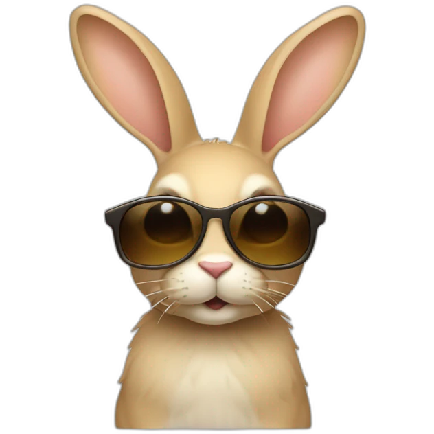 Lapin beige avec des lunettes de soleil emoji
