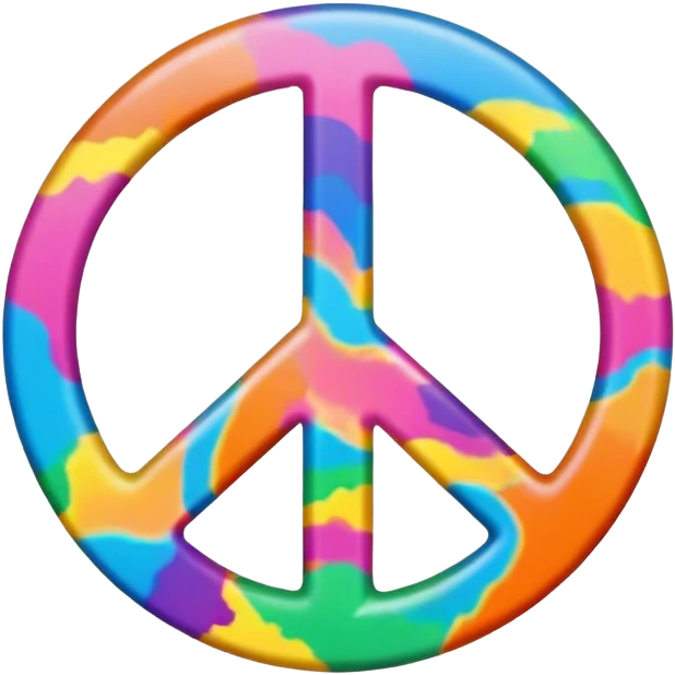Brightly colored Psychedelic word “Peace” emoji