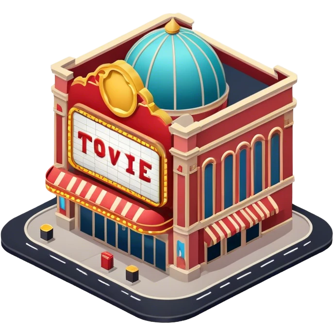 movie theater exterior isometric emoji