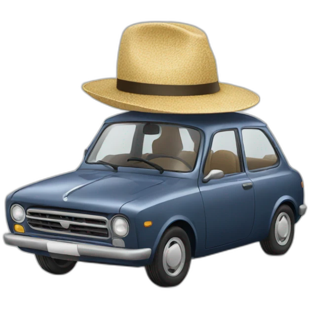 Car with hat emoji