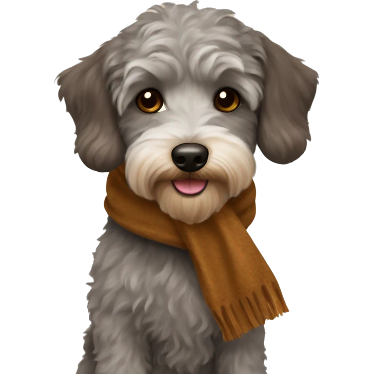 Schnoodle dog with brown scarf emoji