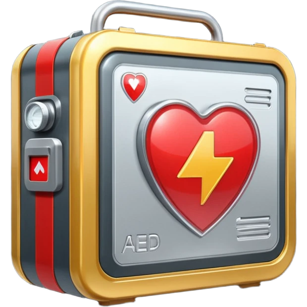 sci-fi AED box, metallic with sparkling highlights emoji