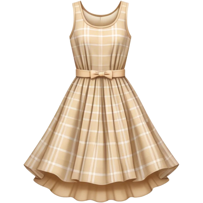 pastel beige plaid spring dress floating in the air emoji