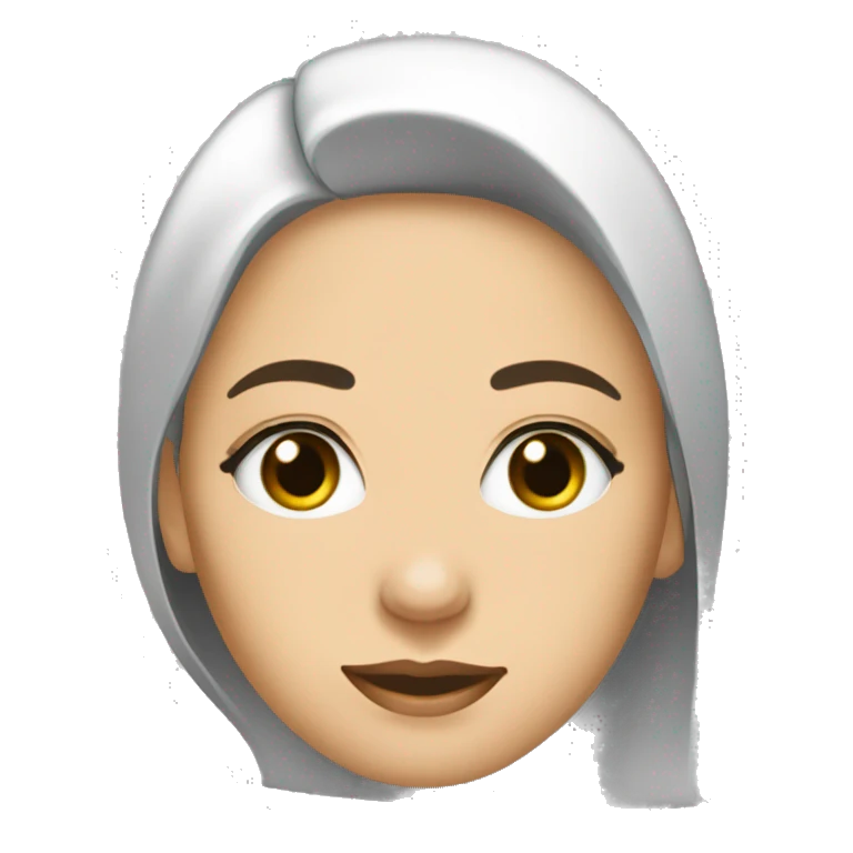 mujer medico de pelo suelto largo lacio color negro, ojos delineados negros emoji