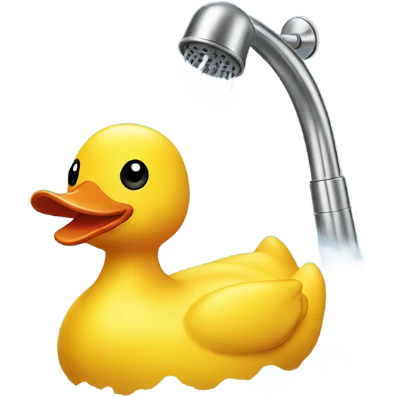 Rubber duck using a shower emoji