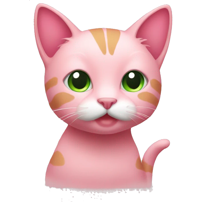 Cute pink cat with green leaves holding emoji